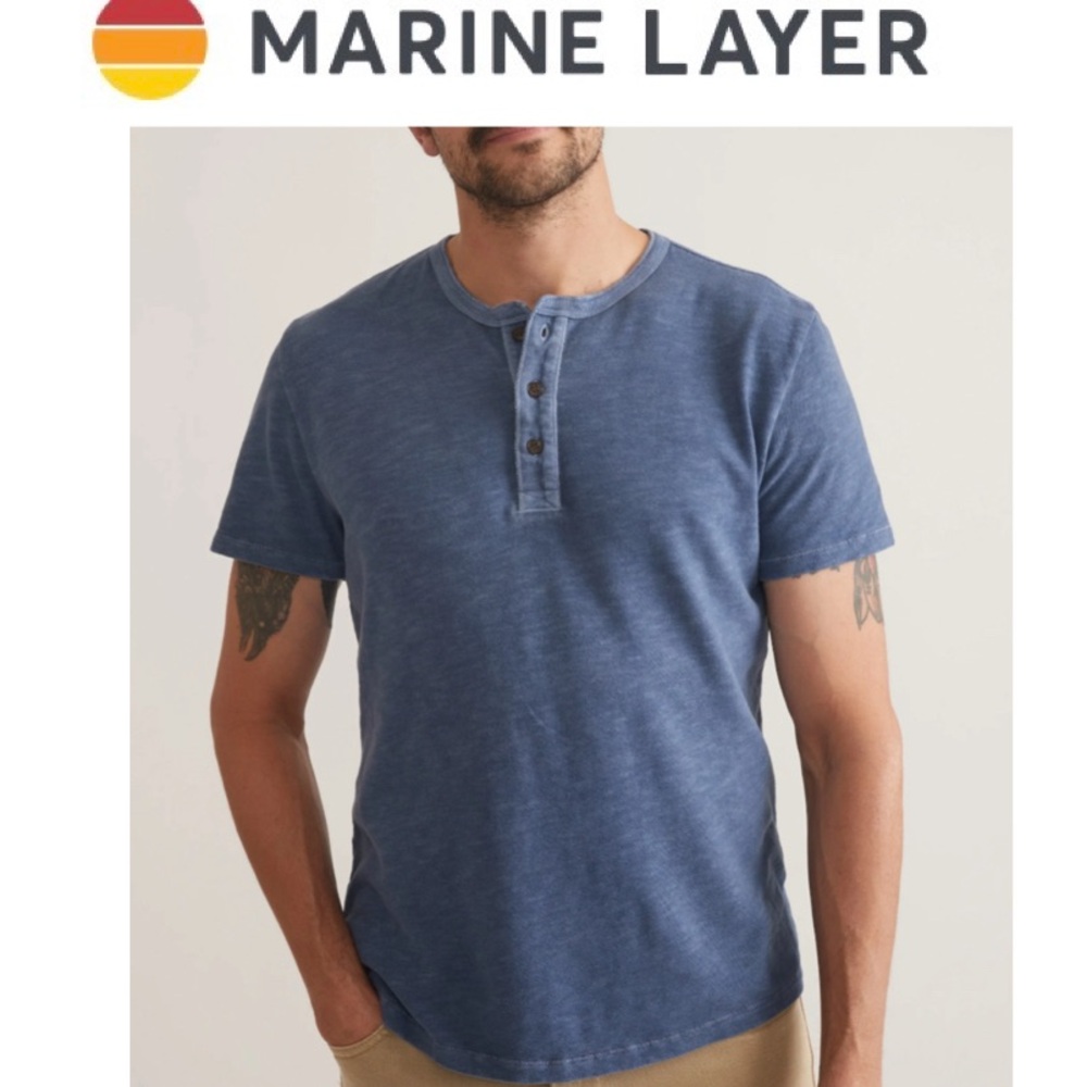 Marine Layer Men’s Indigo Blue Shirt Sleeve T shirt Size Small NEW $58.00